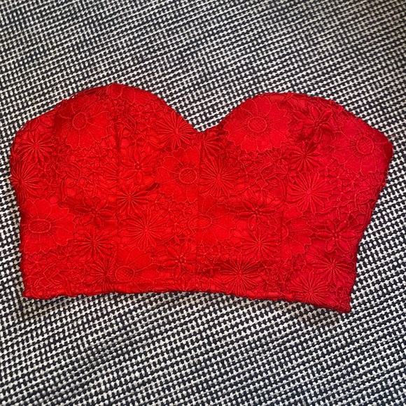 Red Zip Up Tube Top - Picture 1 of 2